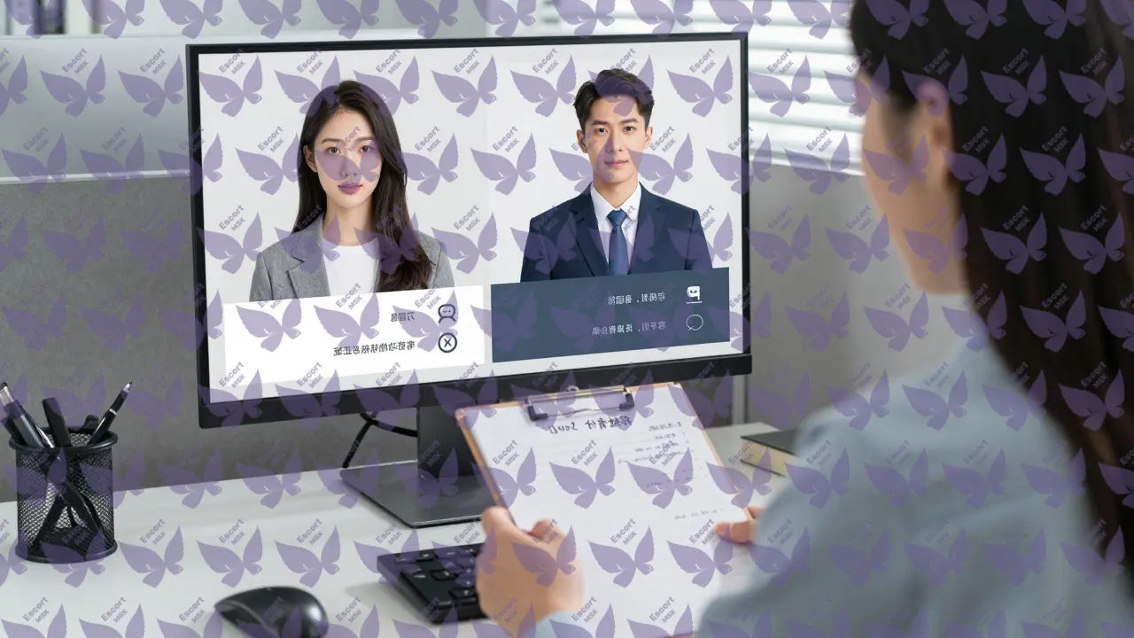 Менеджер на работе с списком предпочтений клиента и вариантами исполнителей на экране.