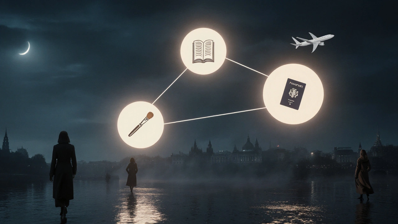 Три символических кольца над Невой, представляющие дискретные отношения